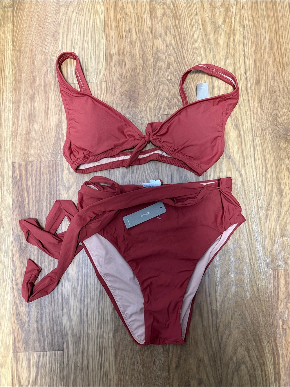 J. Crew Rust Red Tie-Front Bikini Set